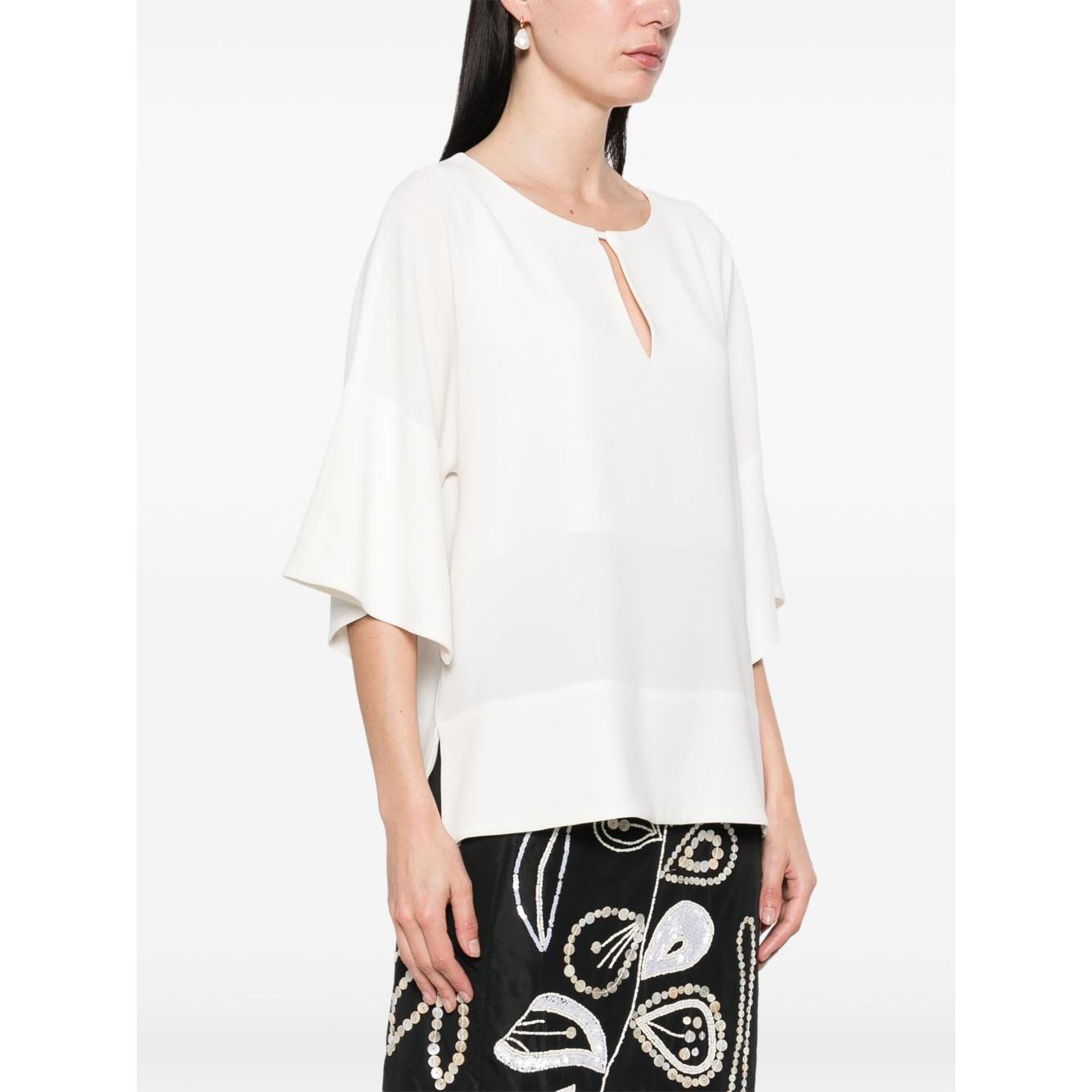 Alberto Biani Blouse with teardrop opening Shirts Alberto Biani White Smoke