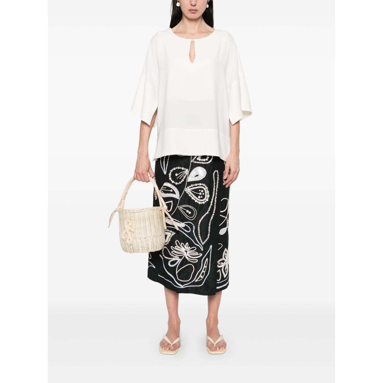 Alberto Biani Blouse with teardrop opening Shirts Alberto Biani White Smoke