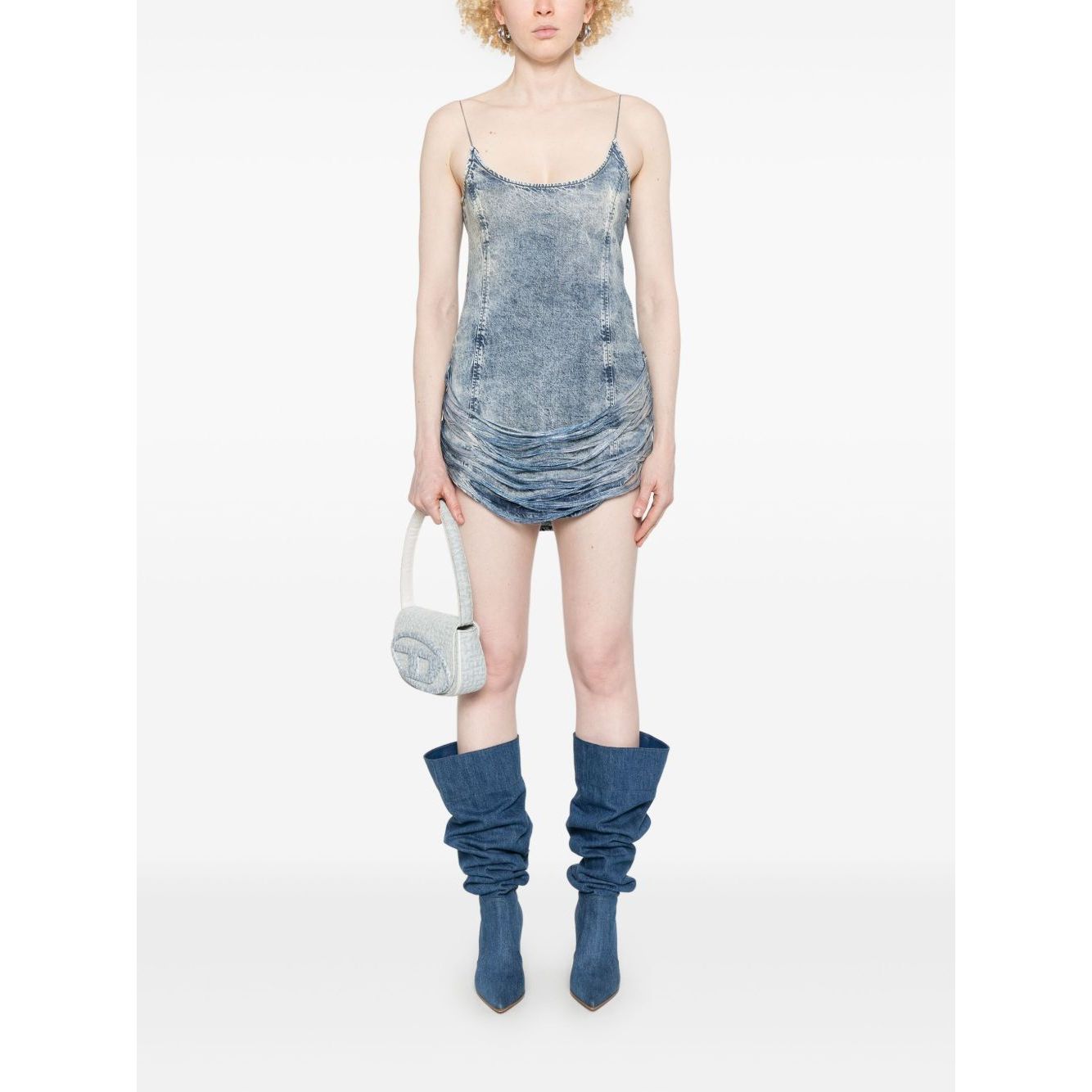 Diesel Tencel denim mini dress with fringes Dresses