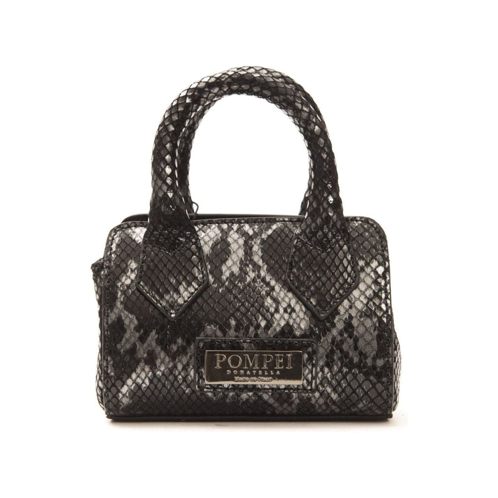 Pompei Donatella Chic Leather Mini Tote with Python Print Pompei Donatella Dark Slate Gray