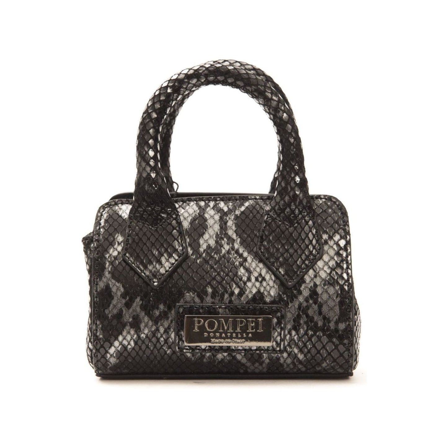 Pompei Donatella Chic Leather Mini Tote with Python Print Pompei Donatella Dark Slate Gray