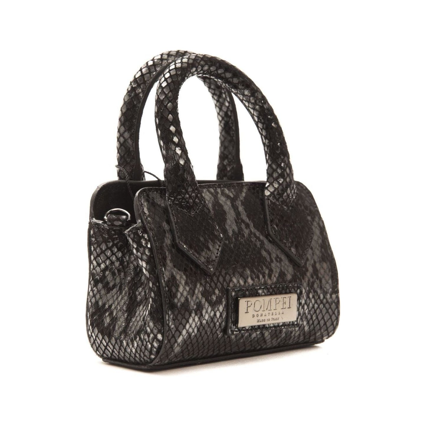 Pompei Donatella Chic Leather Mini Tote with Python Print Pompei Donatella Dark Slate Gray