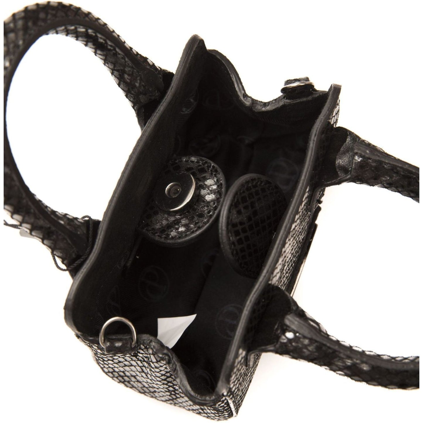 Pompei Donatella Chic Leather Mini Tote with Python Print Pompei Donatella Black