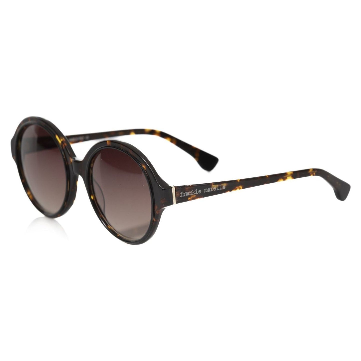 Frankie Morello Chic Black Turtle Pattern Round Sunglasses Frankie Morello Dark Slate Gray
