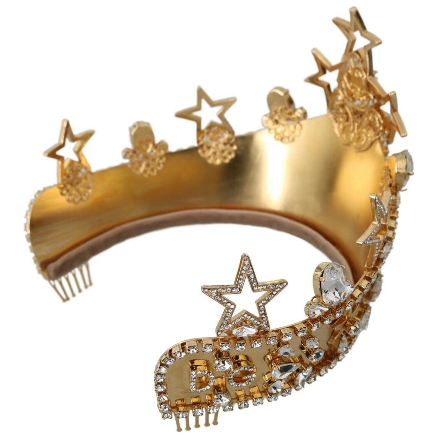 Dolce & Gabbana Regal Crystal Diadem Gold Tiara Dolce & Gabbana Sienna