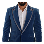 Dolce & Gabbana Elegant Velvet Blue Slim Fit Suit Dolce & Gabbana Dark Slate Gray