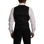 Dolce & Gabbana Elegant Blue Striped Dress Vest Dolce & Gabbana Black