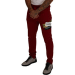 Dolce & Gabbana Red Cotton Logo Patch Sweatpants Jogging Pants