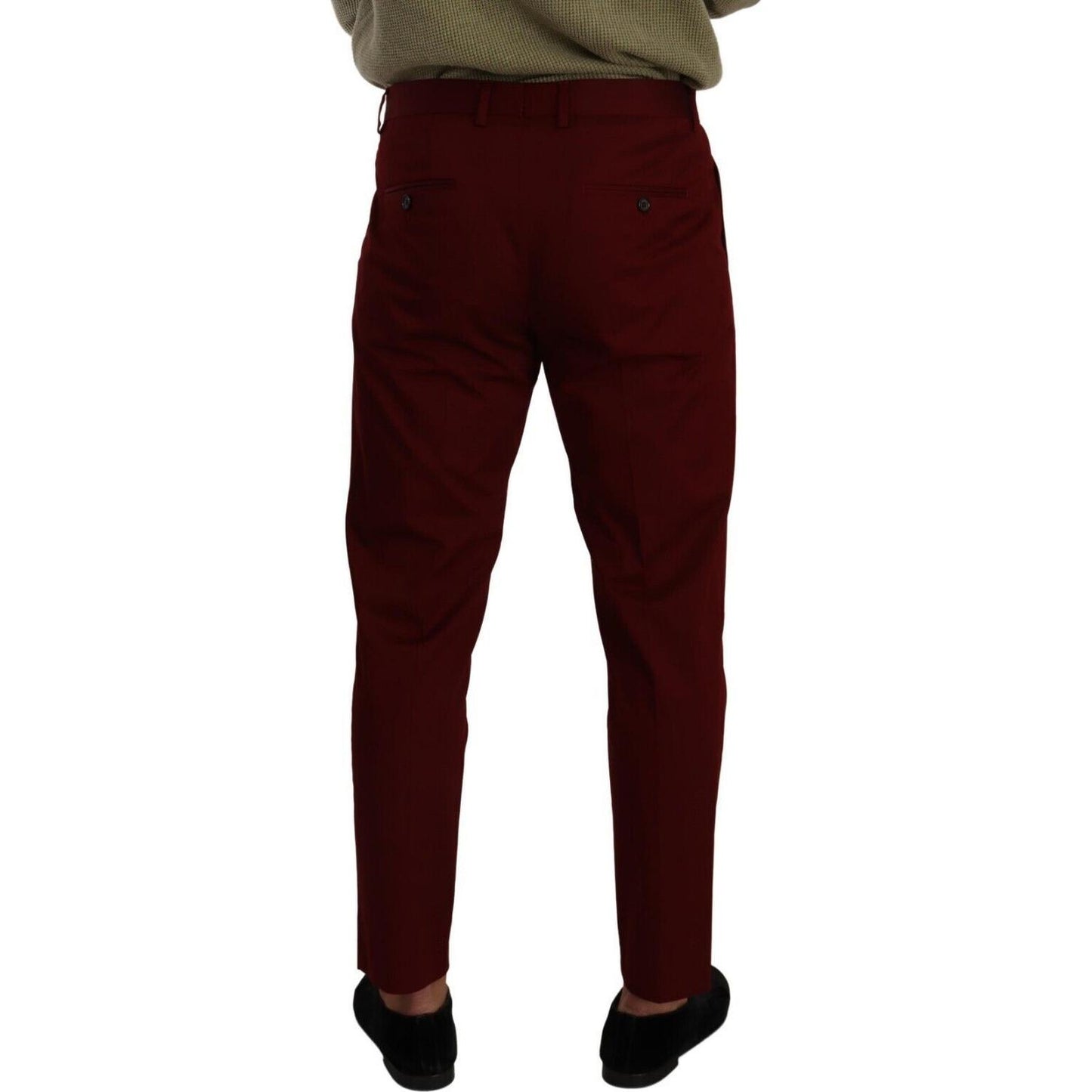 Dolce & Gabbana Dark Red Cotton Mens Chinos Trouser Dress Pants