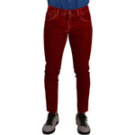 Dolce & Gabbana Ravishing Red Slim Fit Designer Jeans Dolce & Gabbana Dark Red
