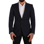 Dolce & Gabbana Sleek Navy Martini Slim Fit Wool Blazer Dolce & Gabbana Black