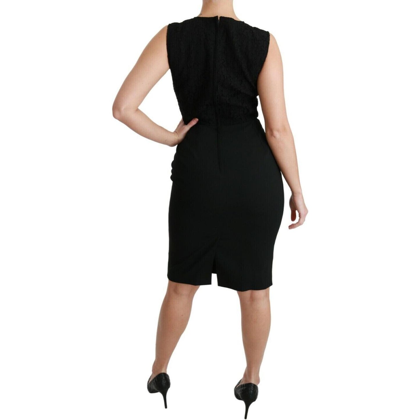 Dolce & Gabbana Black Lace Gown Bodycon Sheath Dress DR1951- 38