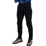 Dolce & Gabbana Elegant Slim Fit Dark Blue Denim Jeans Dolce & Gabbana Black