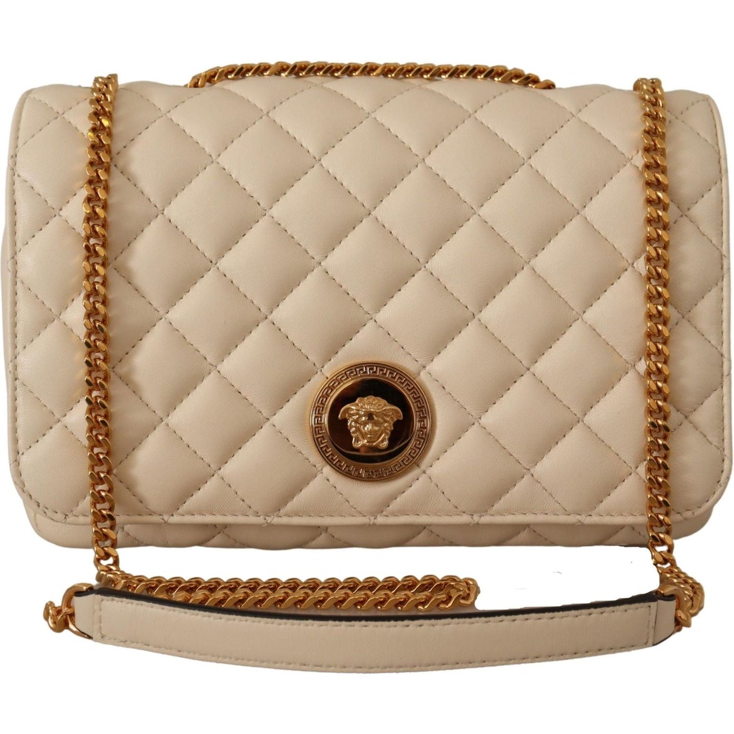 Versace Elegant White Nappa Leather Shoulder Bag Versace Rosy Brown