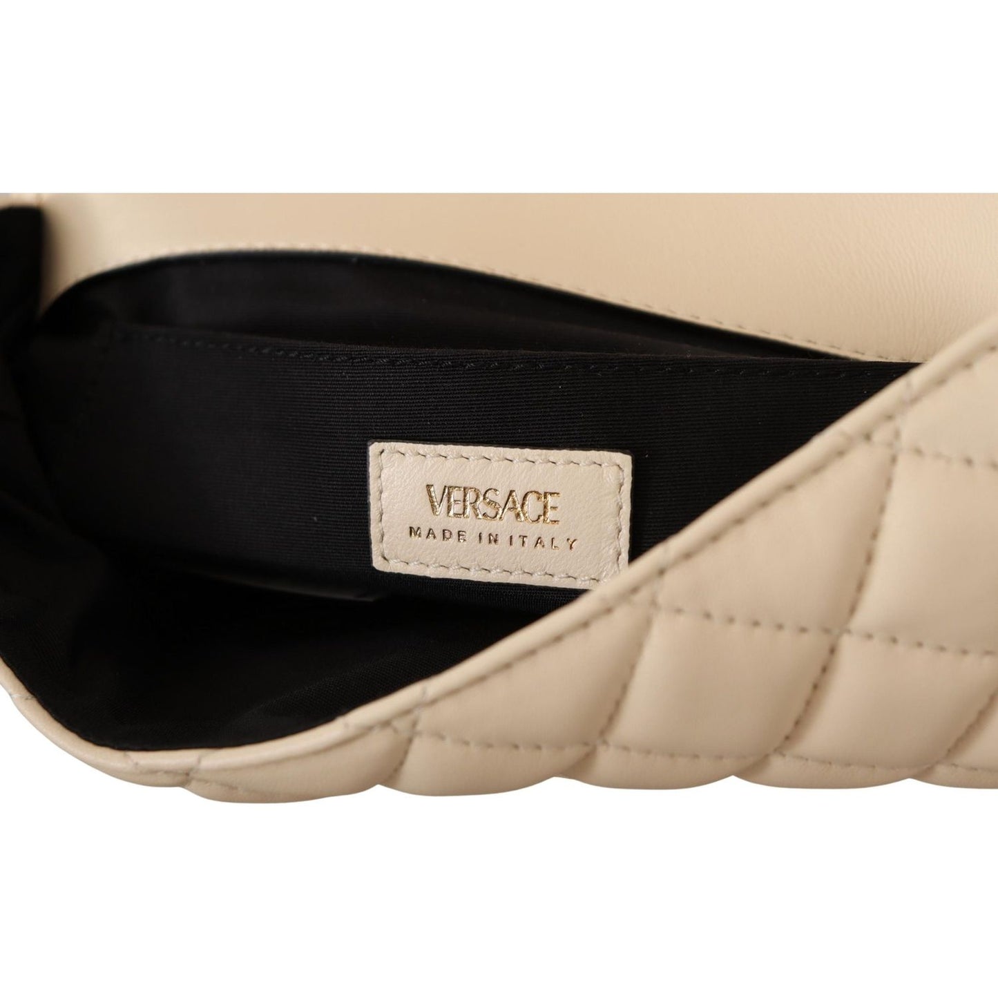 Versace Elegant White Nappa Leather Shoulder Bag Versace Black