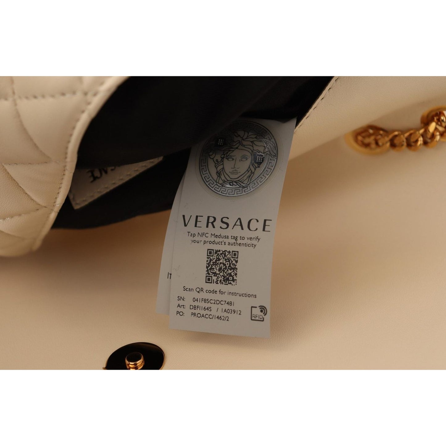 Versace Elegant White Nappa Leather Shoulder Bag Versace Rosy Brown