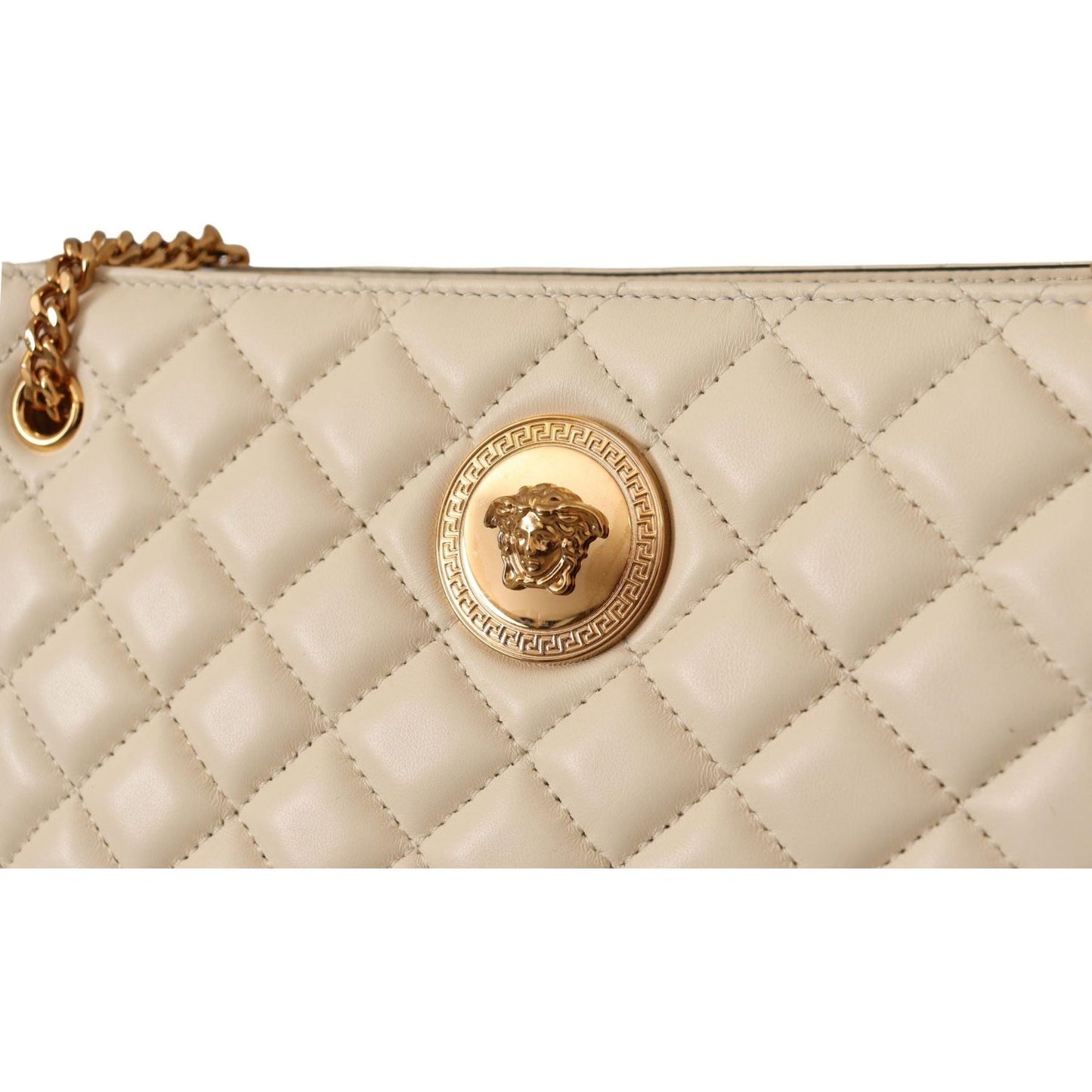 Versace Elegant Quilted Nappa Leather Tote Versace Gray