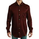 Dolce & Gabbana Bordeaux Silk Pajama-Inspired Shirt Dolce & Gabbana Black