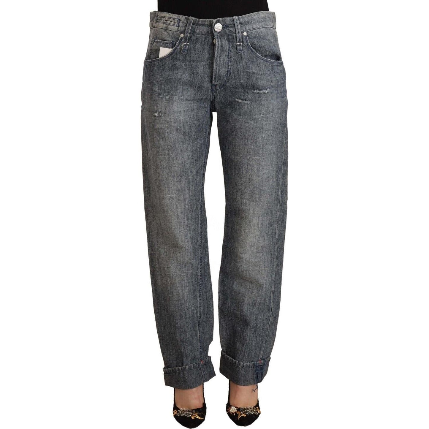 Acht Chic Gray Washed Straight Cut Jeans Acht Dark Slate Gray