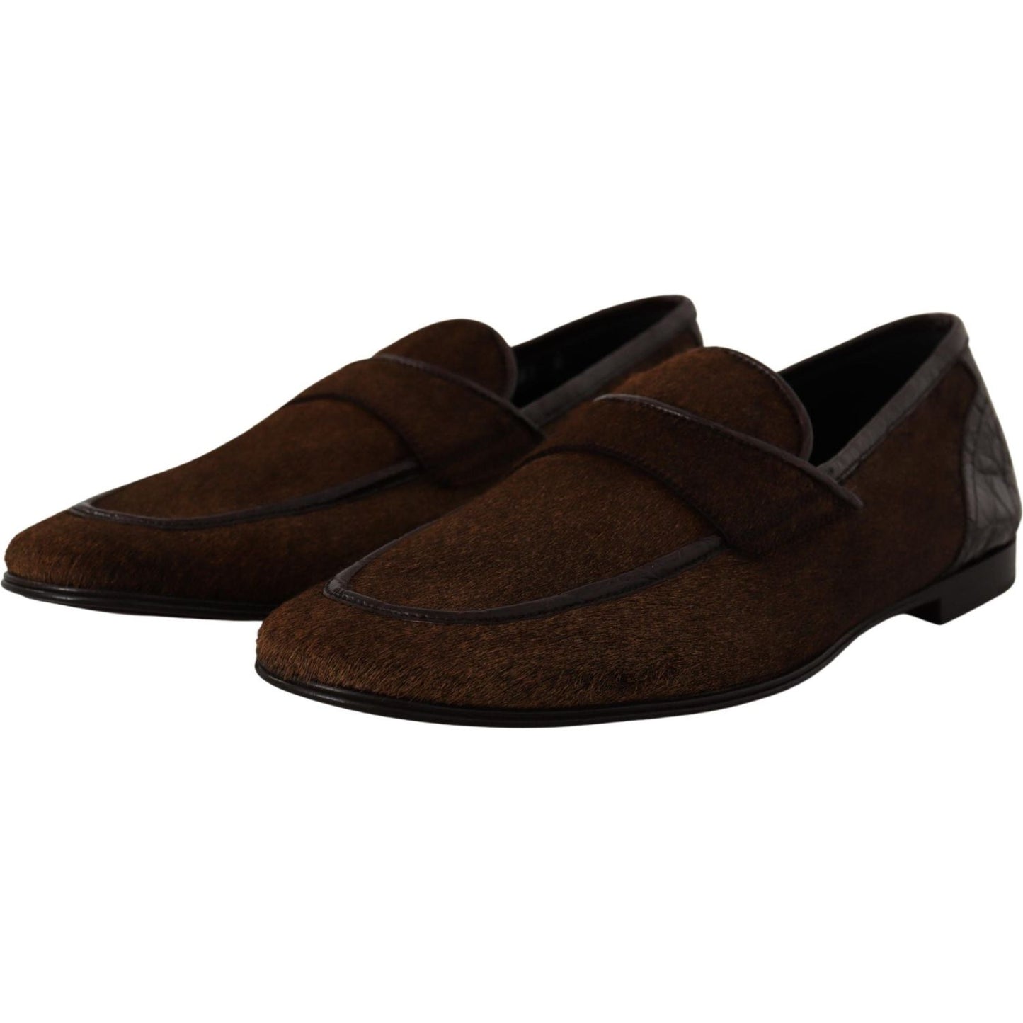 Dolce & Gabbana Elegant Brown Caiman Leather Loafers Dolce & Gabbana Black