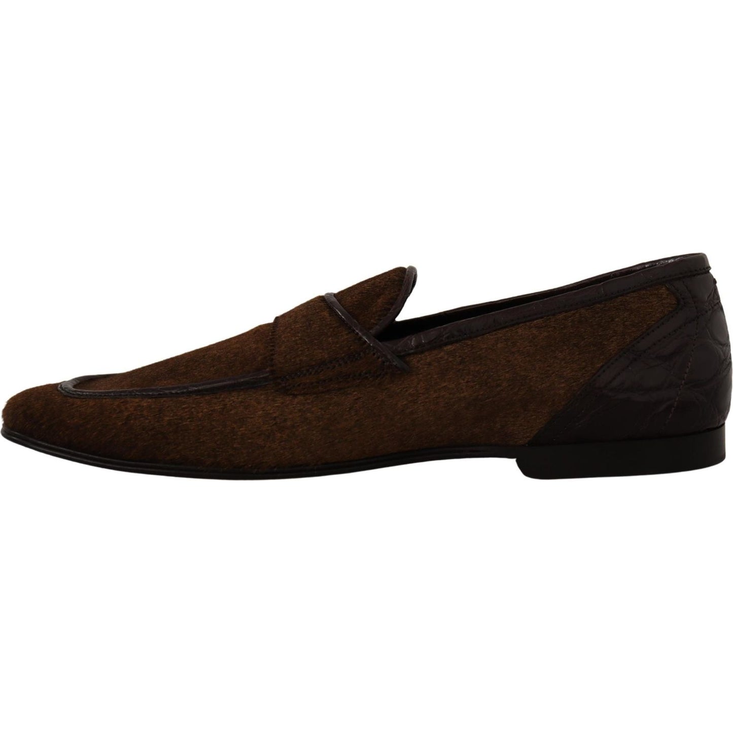 Dolce & Gabbana Elegant Brown Caiman Leather Loafers Dolce & Gabbana Black