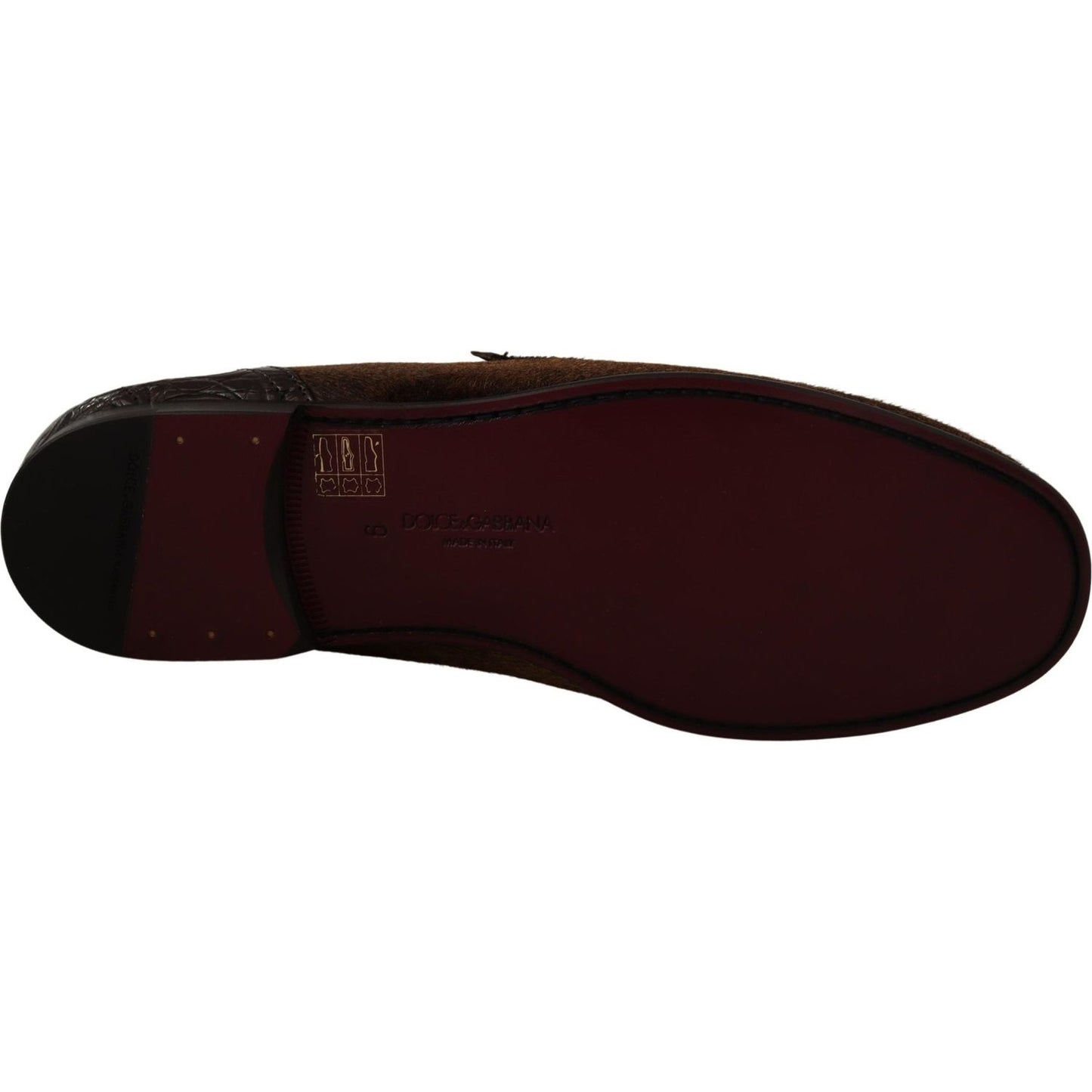 Dolce & Gabbana Elegant Brown Caiman Leather Loafers Dolce & Gabbana Black