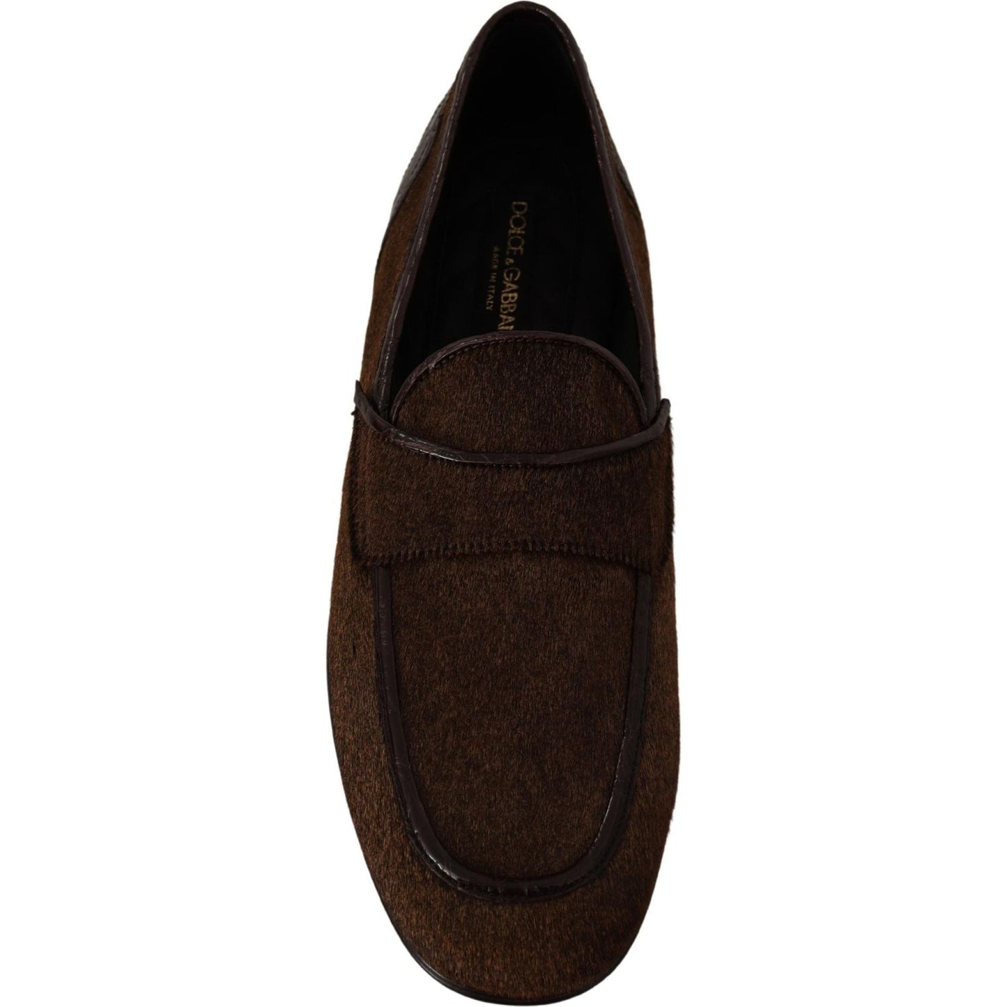 Dolce & Gabbana Elegant Brown Caiman Leather Loafers Dolce & Gabbana Black