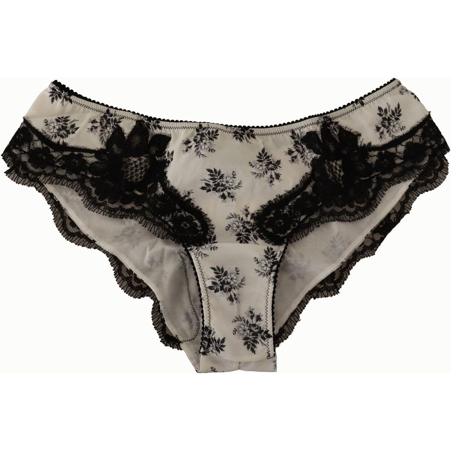 Dolce & Gabbana Elegant White Lace Silk Briefs Dolce & Gabbana Black