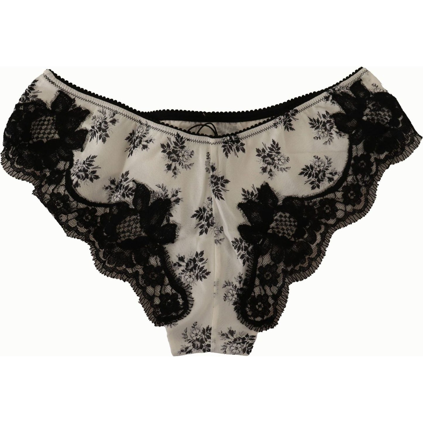 Dolce & Gabbana Elegant White Lace Silk Briefs Dolce & Gabbana Black