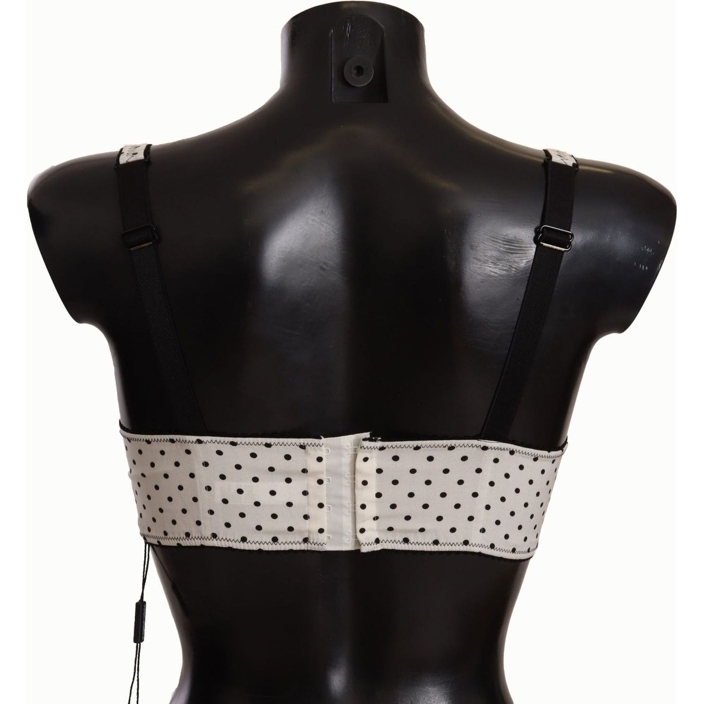Dolce & Gabbana Elegant White Lace & Polka Dot Silk Bra Dolce & Gabbana Black