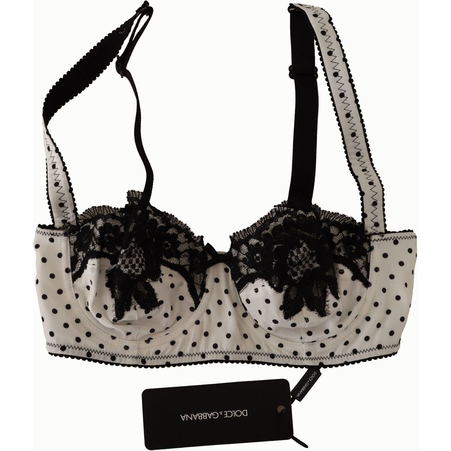 Dolce & Gabbana Elegant White Lace & Polka Dot Silk Bra Dolce & Gabbana Beige