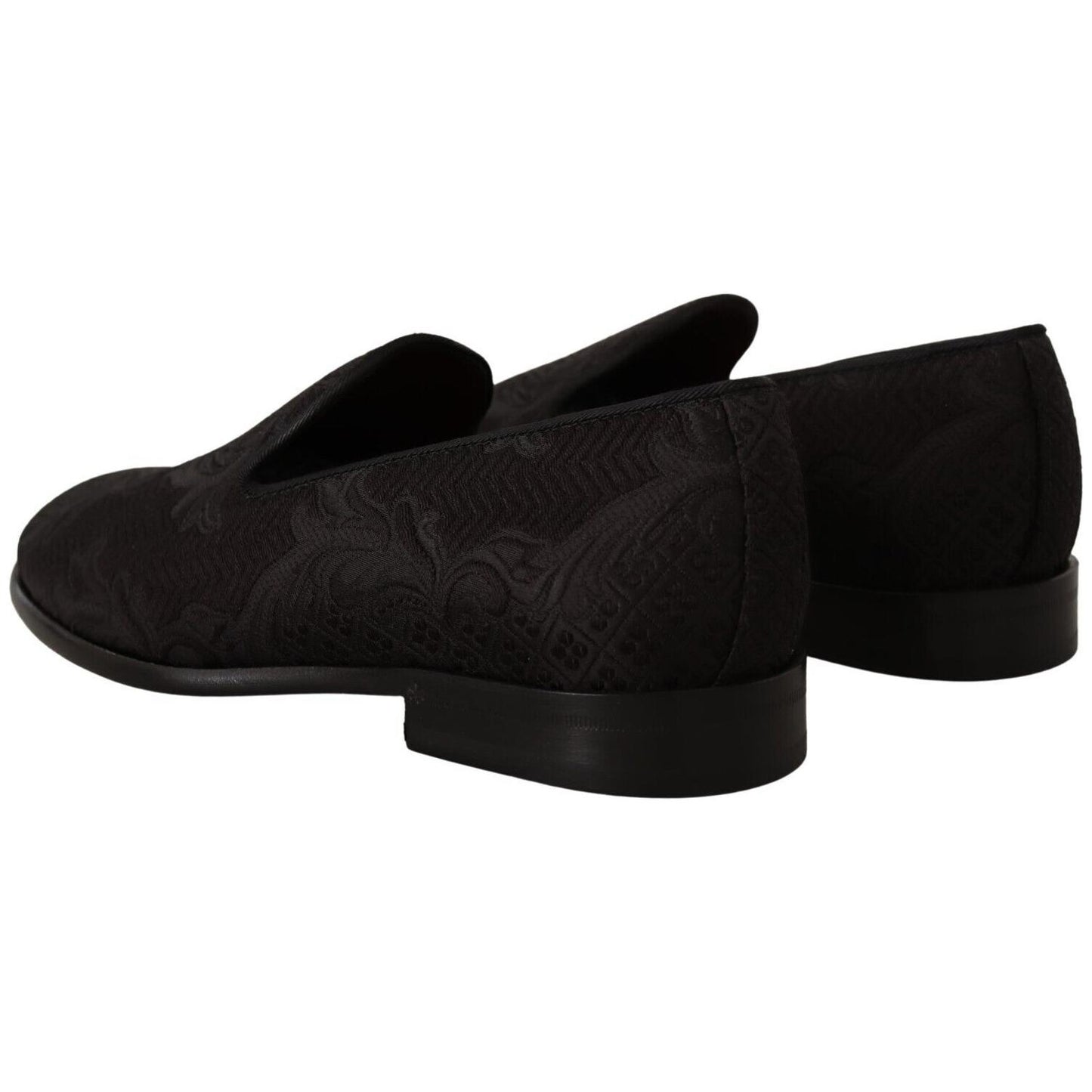 Dolce & Gabbana Black Floral Brocade Slippers Dolce & Gabbana Black