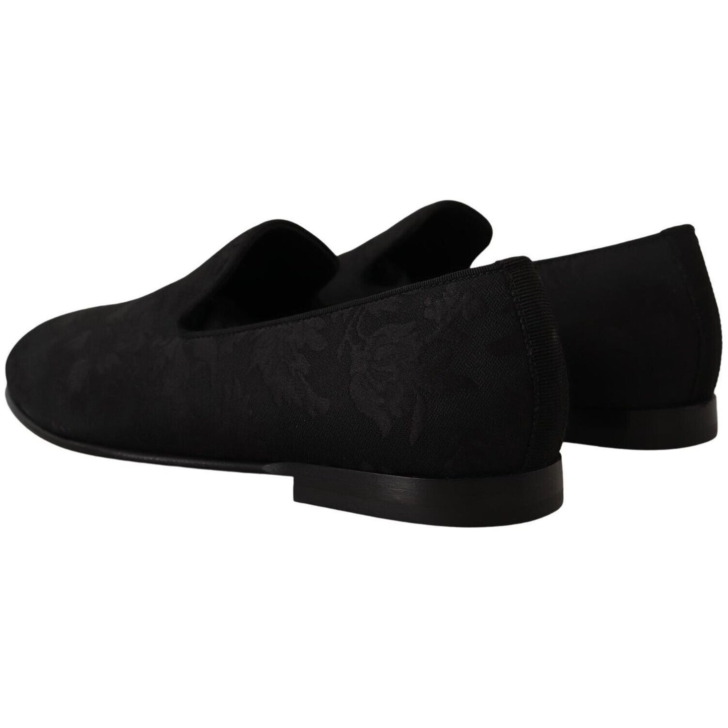 Dolce & Gabbana Elegant Jacquard Slide On Loafers Flats Dolce & Gabbana Black