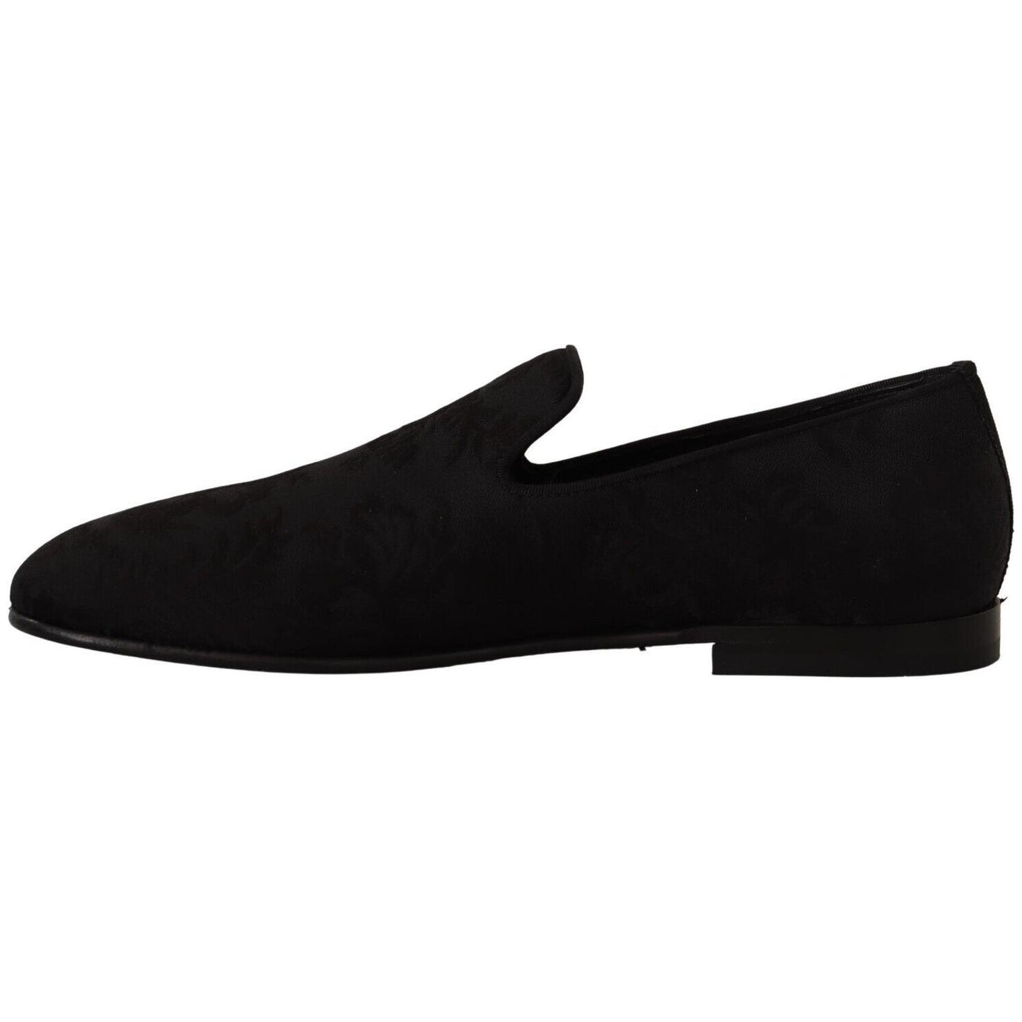 Dolce & Gabbana Elegant Jacquard Slide On Loafers Flats Dolce & Gabbana Black