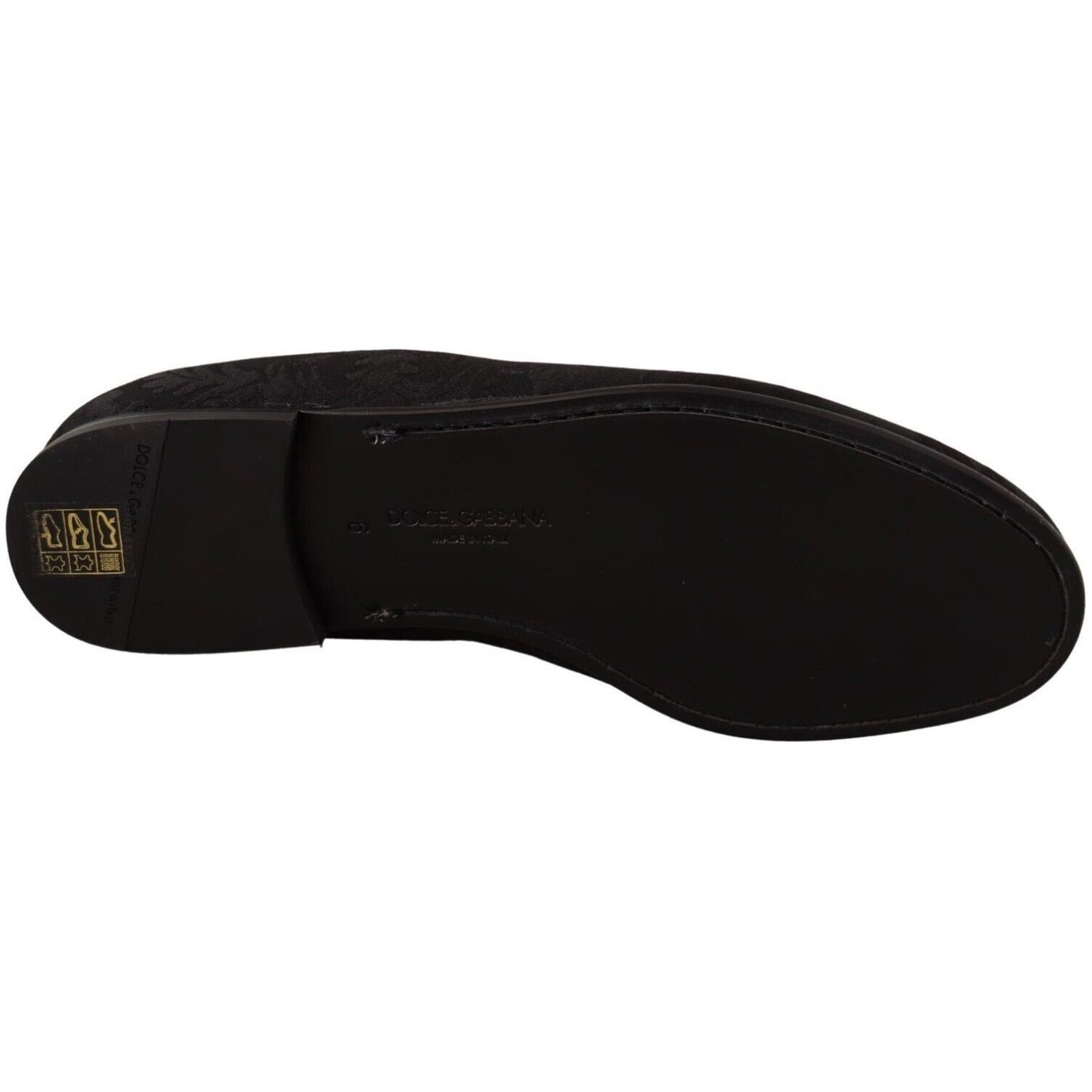 Dolce & Gabbana Elegant Jacquard Slide On Loafers Flats Dolce & Gabbana Black