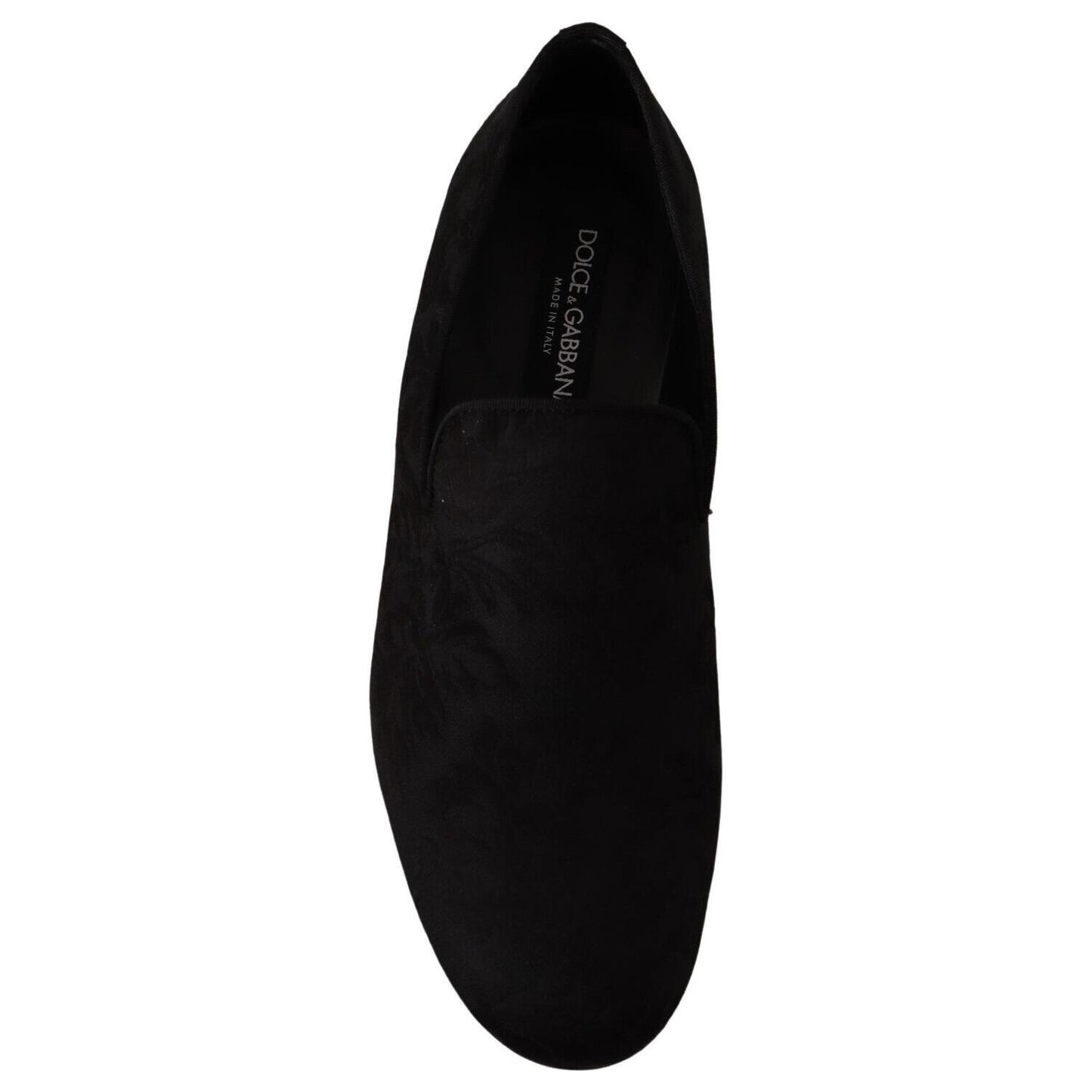 Dolce & Gabbana Elegant Jacquard Slide On Loafers Flats Dolce & Gabbana Black