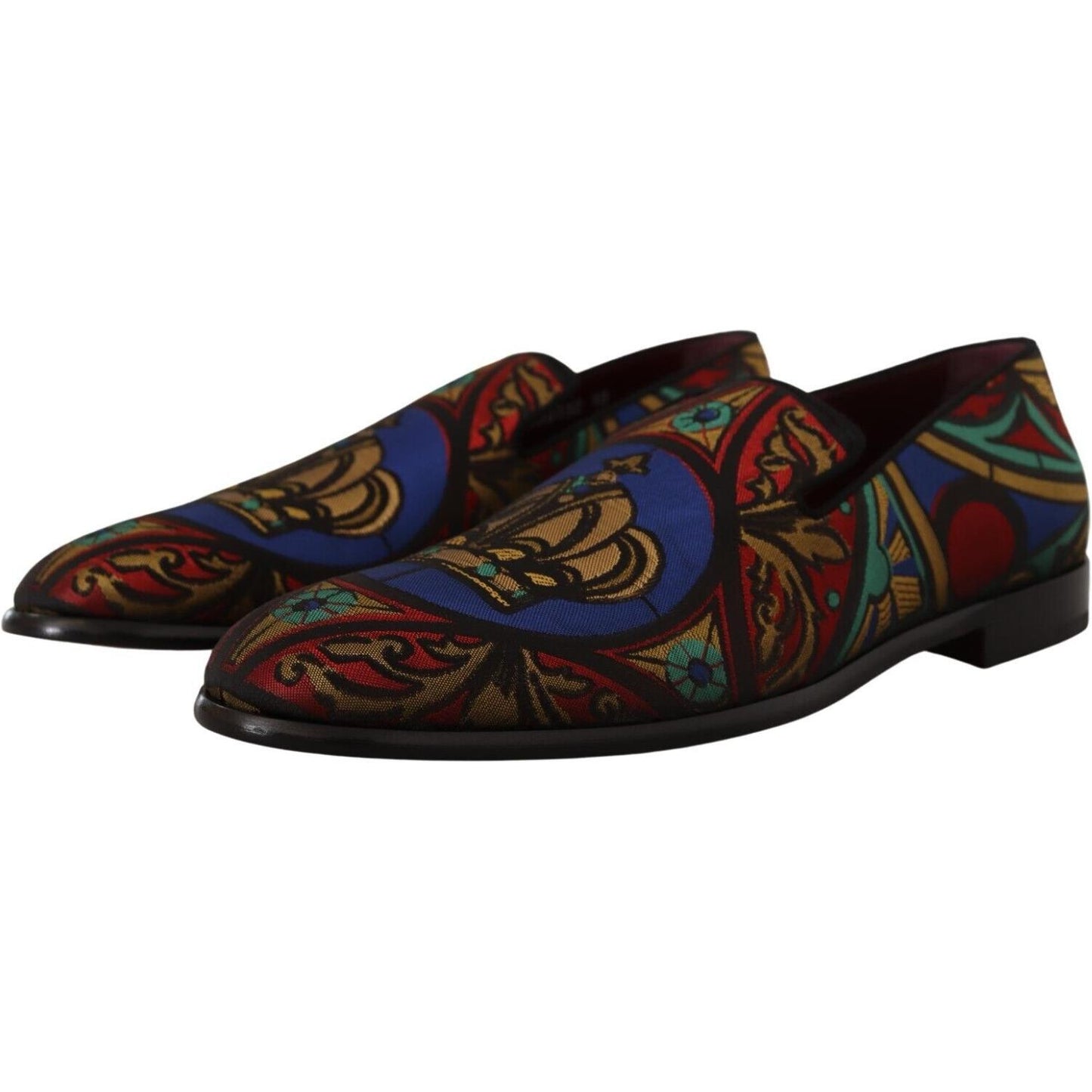 Dolce & Gabbana Multicolor Jacquard Slide-On Loafer Slippers Dolce & Gabbana Black