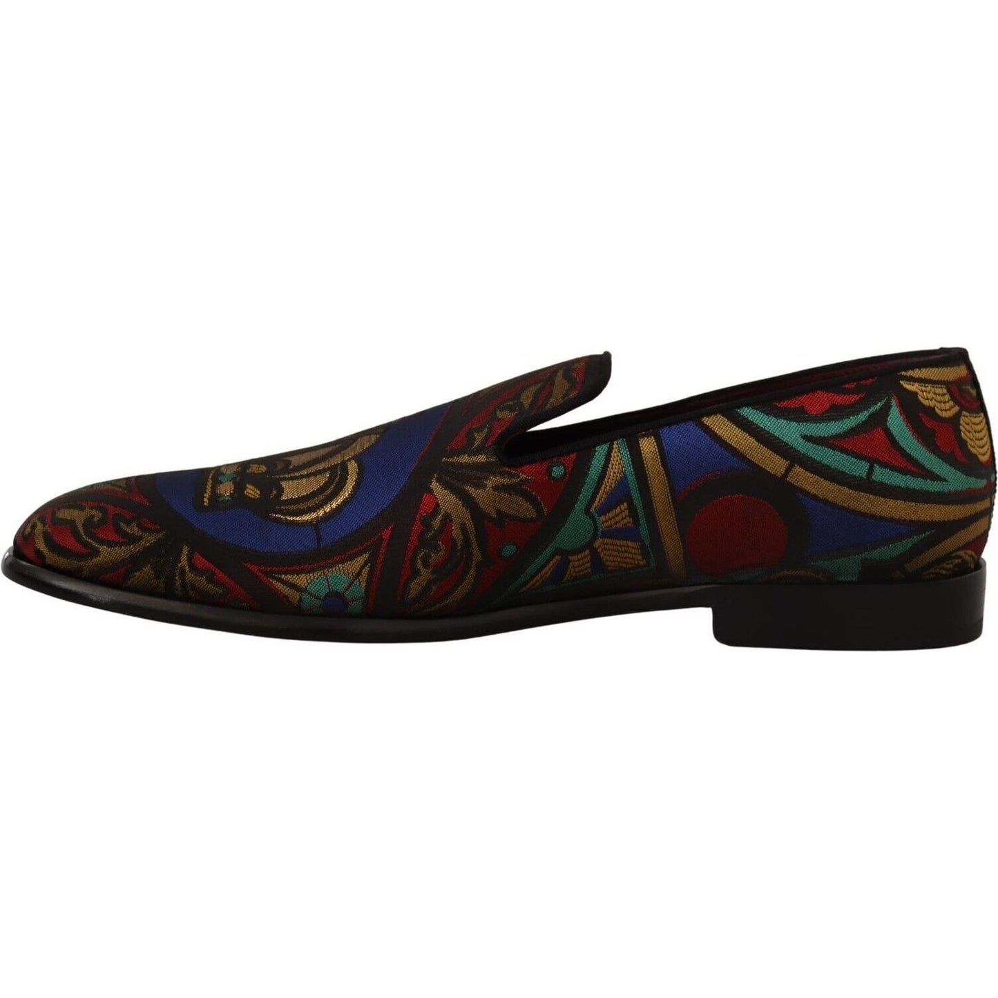 Dolce & Gabbana Multicolor Jacquard Slide-On Loafer Slippers Dolce & Gabbana Black