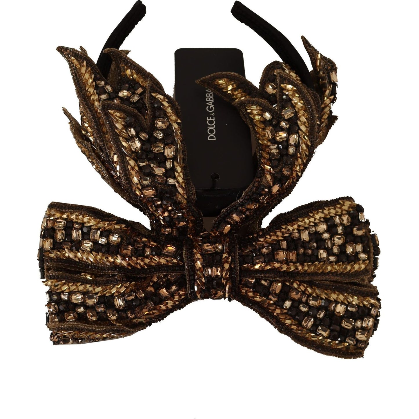 Dolce & Gabbana Elegant Gold Embellished Silk Diadem Dolce & Gabbana Black
