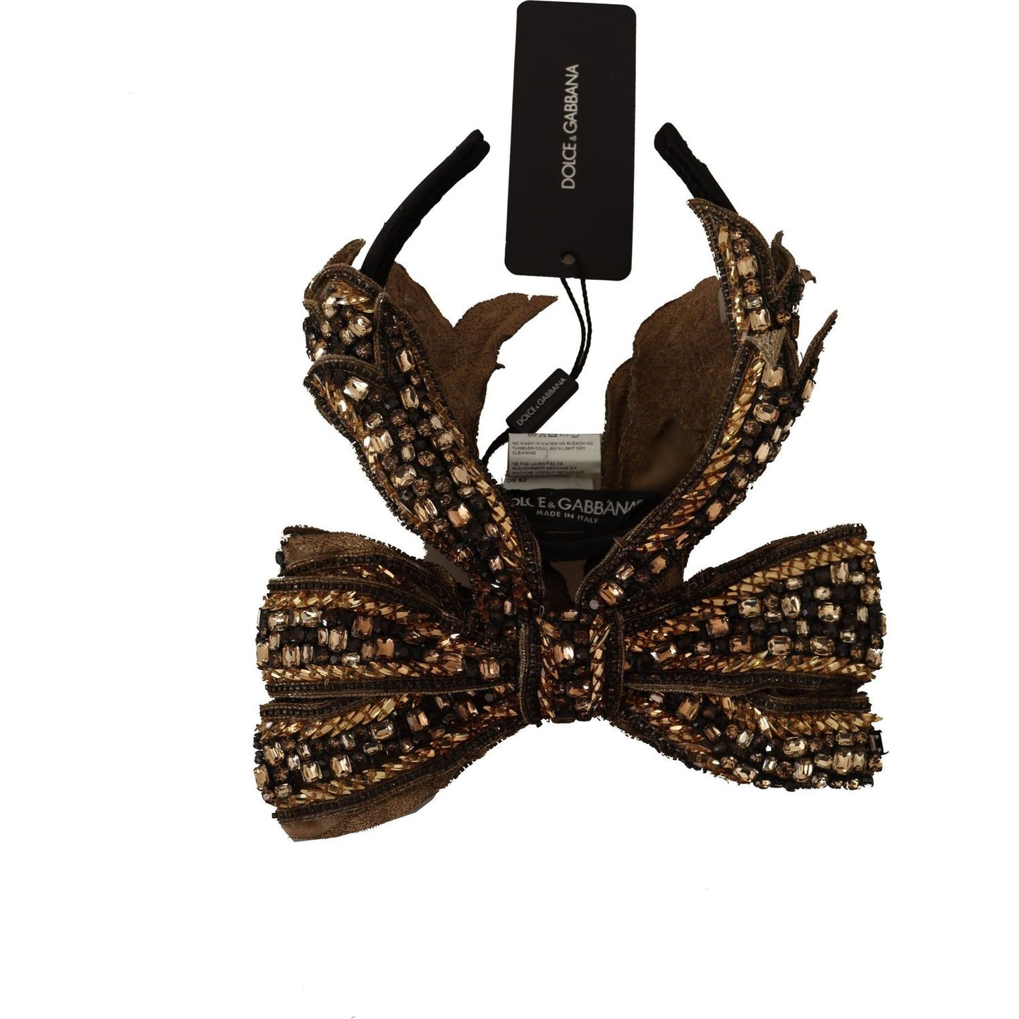 Dolce & Gabbana Elegant Gold Embellished Silk Diadem Dolce & Gabbana Black