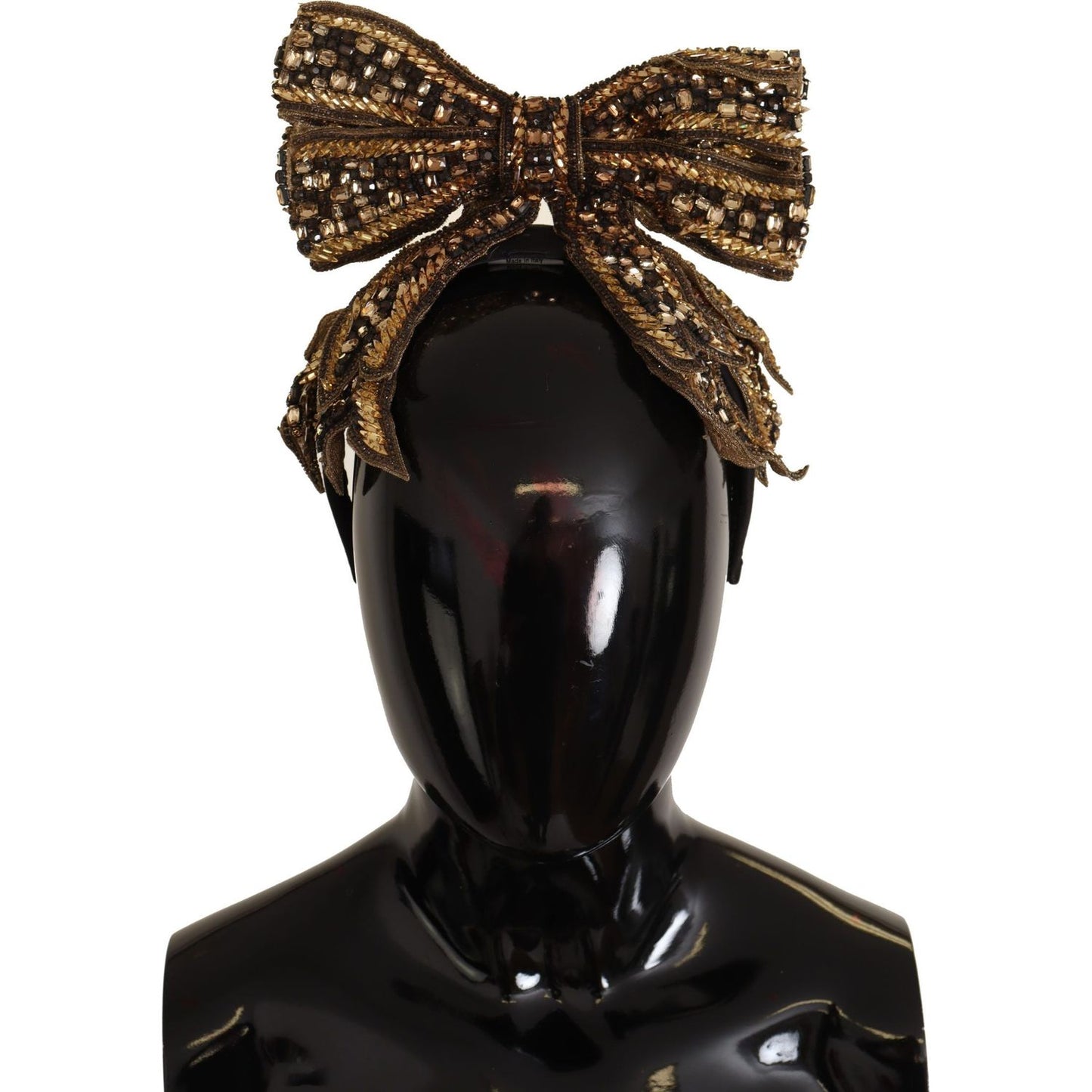 Dolce & Gabbana Elegant Gold Embellished Silk Diadem Dolce & Gabbana Black