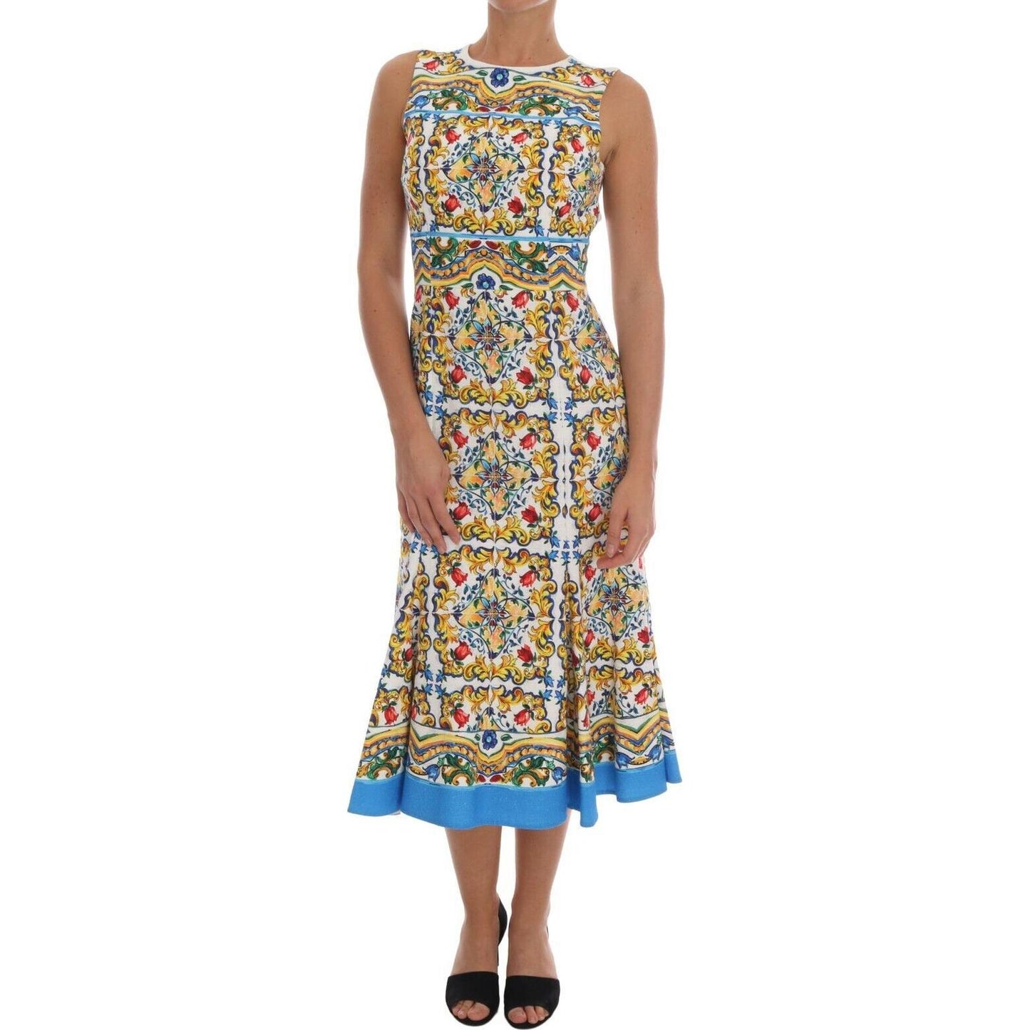 Dolce & Gabbana Majolica Print Midi Sheath Dress Dolce & Gabbana Rosy Brown