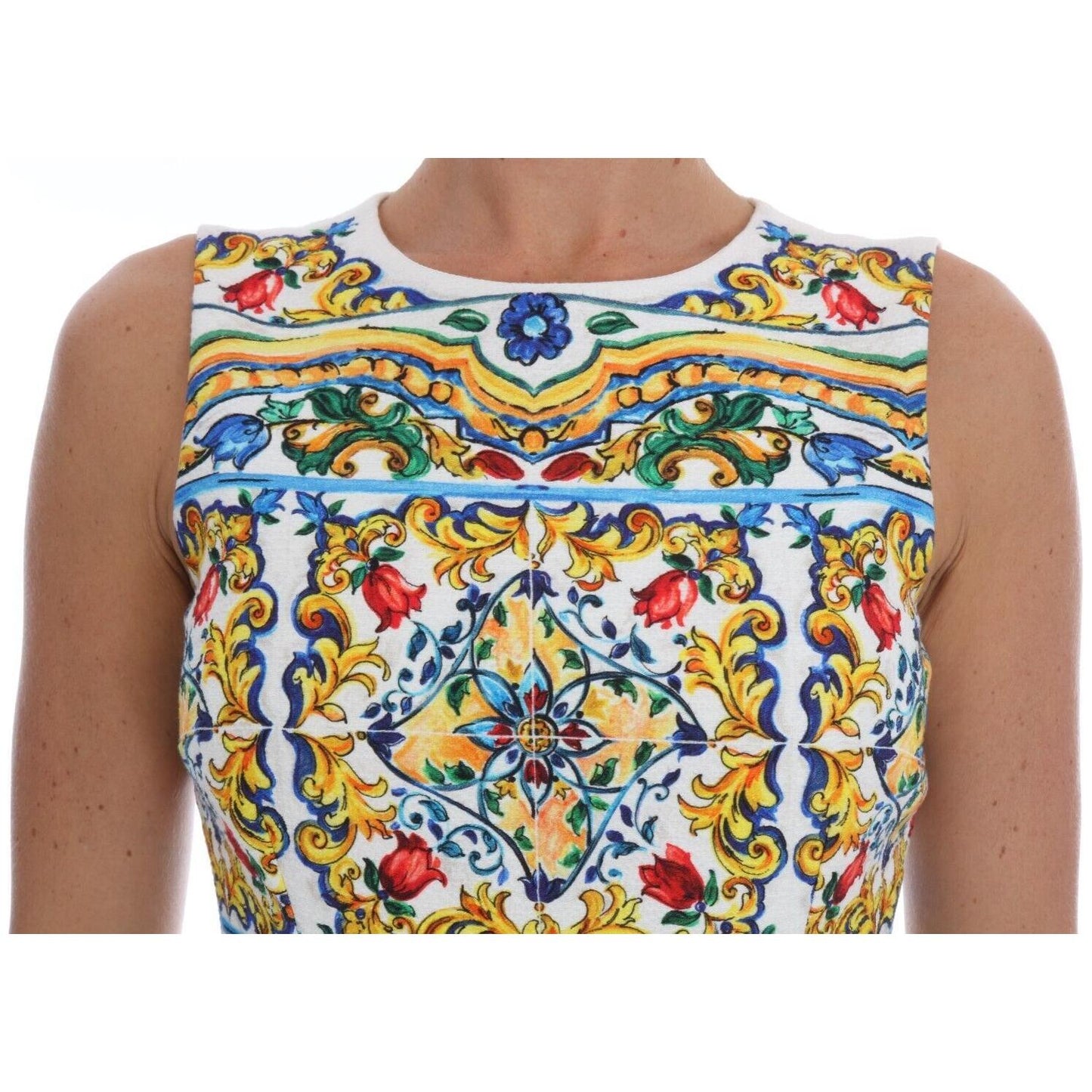 Dolce & Gabbana Majolica Print Midi Sheath Dress Dolce & Gabbana Rosy Brown