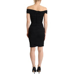 Dolce & Gabbana Bodycon Black Silk Off Shoulder Sheath Bodycon Dress DR28636 - 38