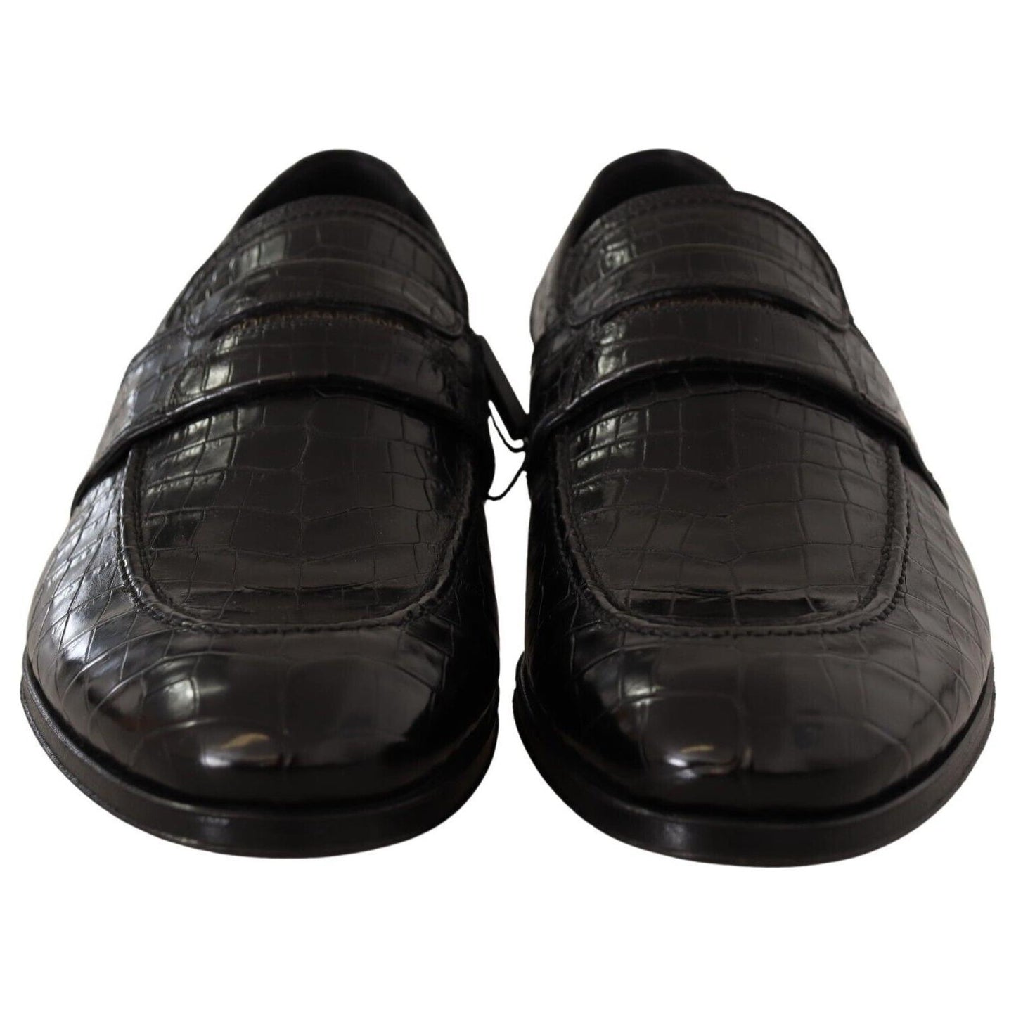 Dolce & Gabbana Elegant Crocodile Leather Moccasin Shoes Dolce & Gabbana Black