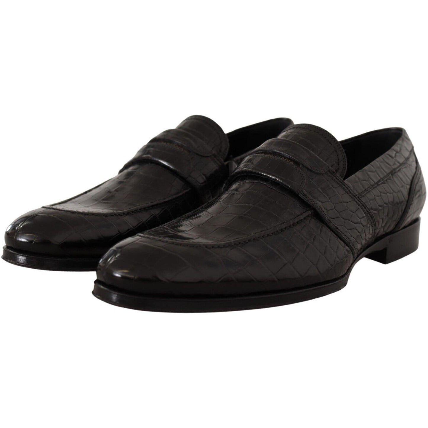 Dolce & Gabbana Elegant Crocodile Leather Moccasin Shoes Dolce & Gabbana Black