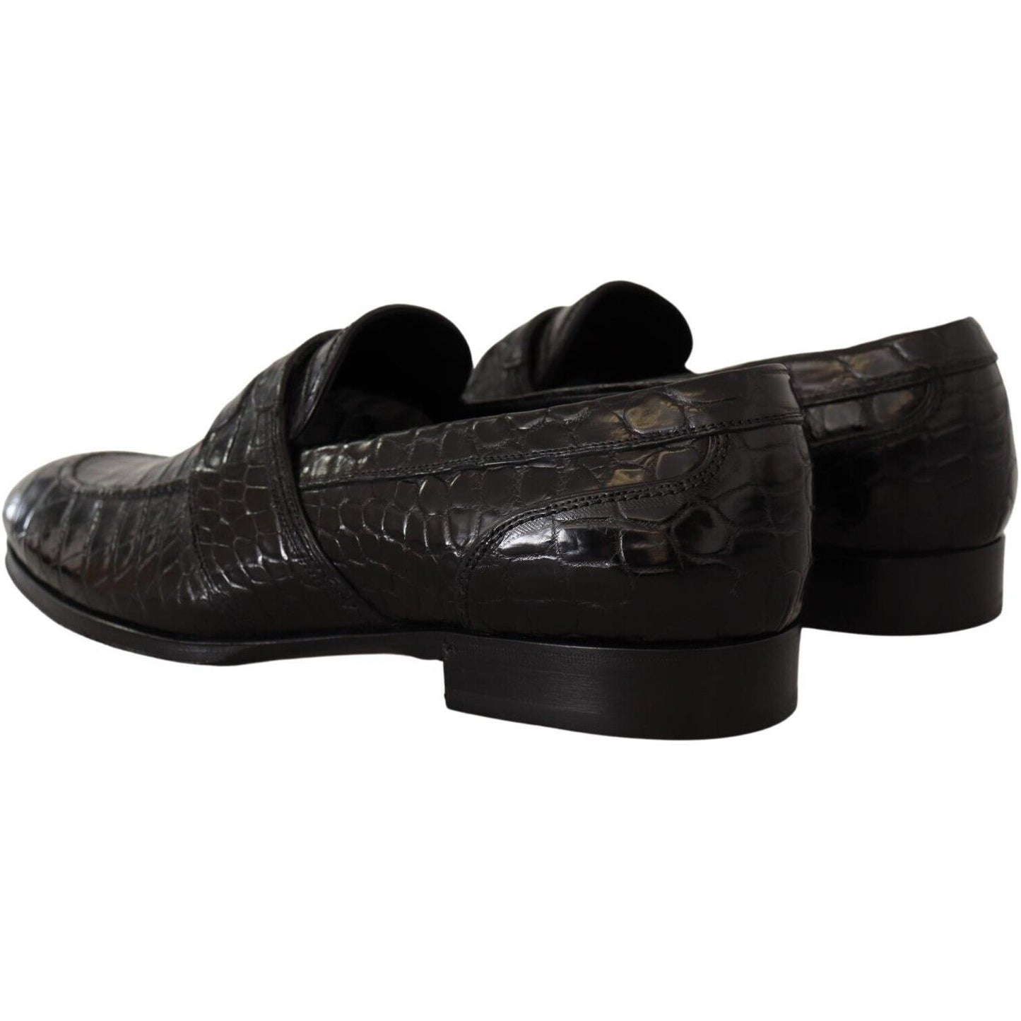 Dolce & Gabbana Elegant Crocodile Leather Moccasin Shoes Dolce & Gabbana Black
