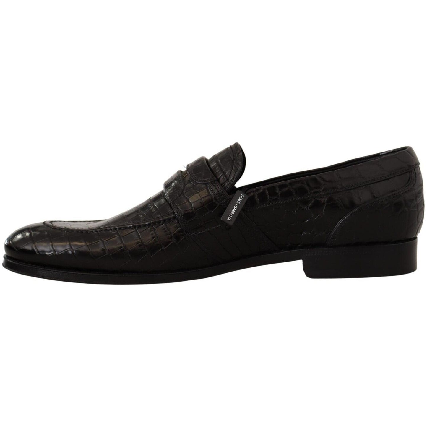 Dolce & Gabbana Elegant Crocodile Leather Moccasin Shoes Dolce & Gabbana Black