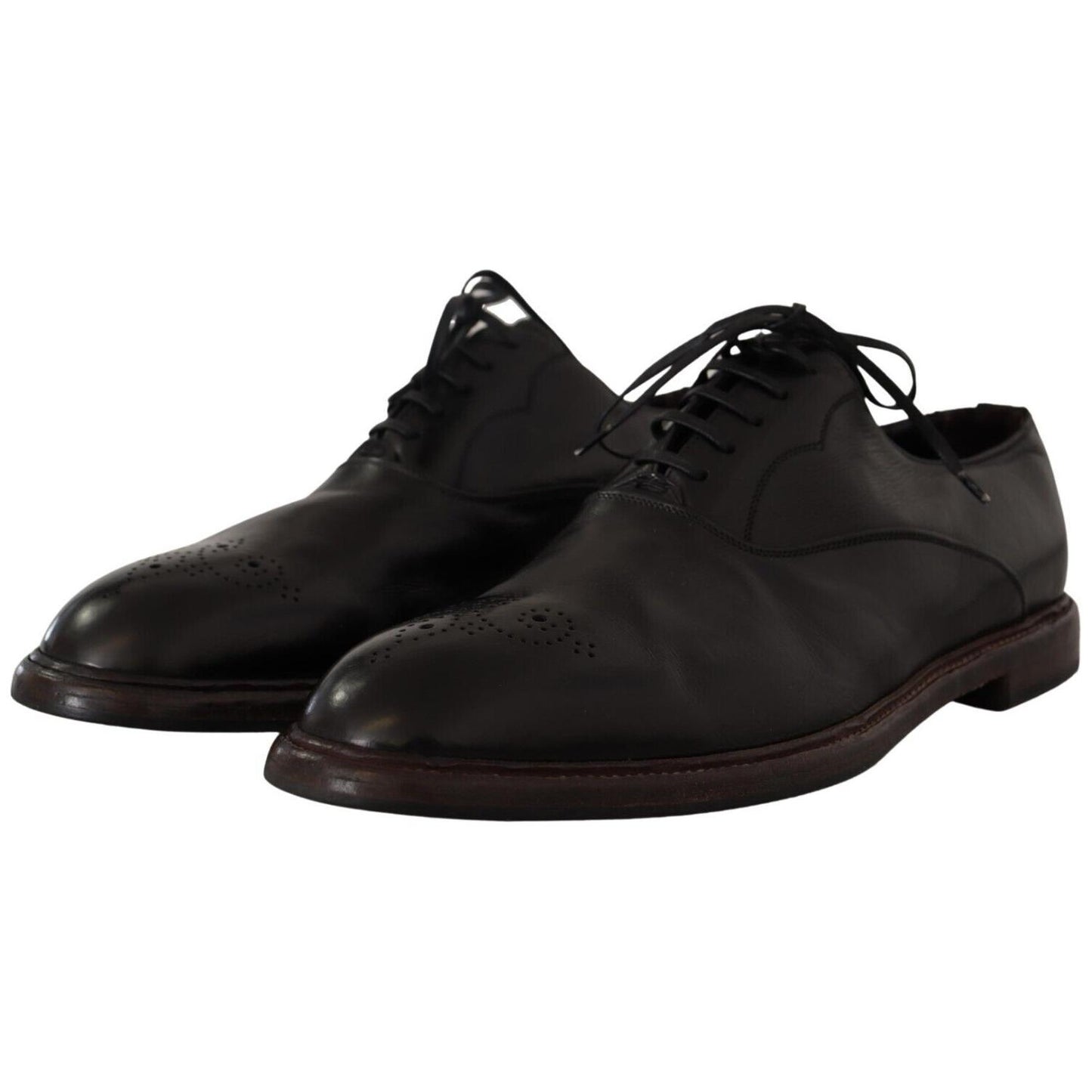 Dolce & Gabbana Elegant Black Leather Derby Formal Shoes Dolce & Gabbana Black