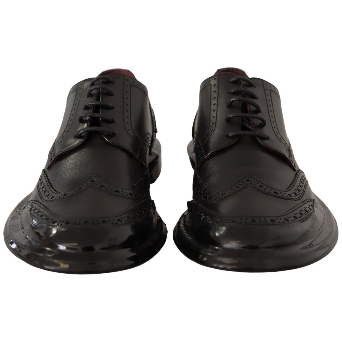 Dolce & Gabbana Elegant Calfskin Derby Oxford Wingtips Dolce & Gabbana Dark Slate Gray